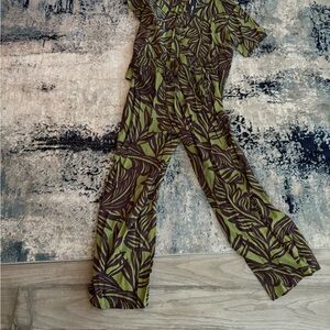 Fashion Nova Olive Leaf Print Jumpsuit